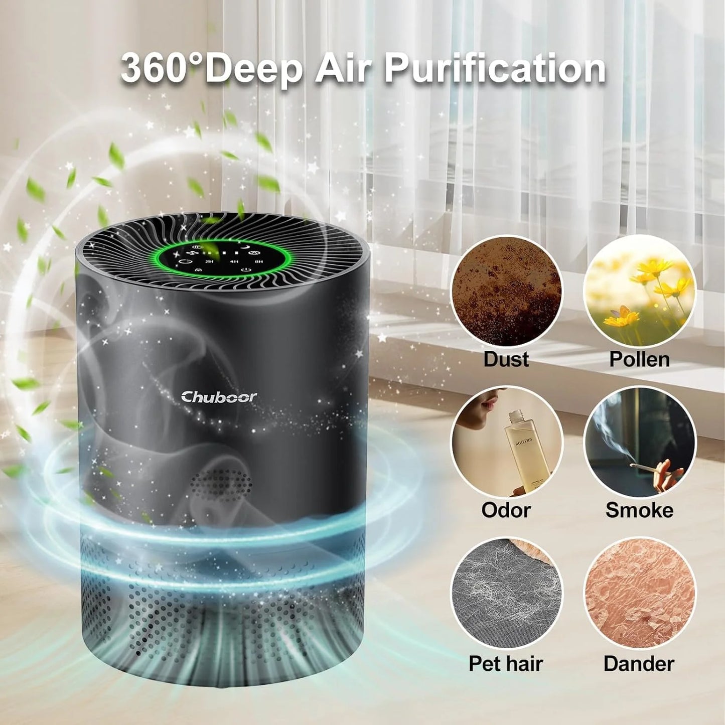 Chuboor Air Purifier for Home With True HEPA CADR 185