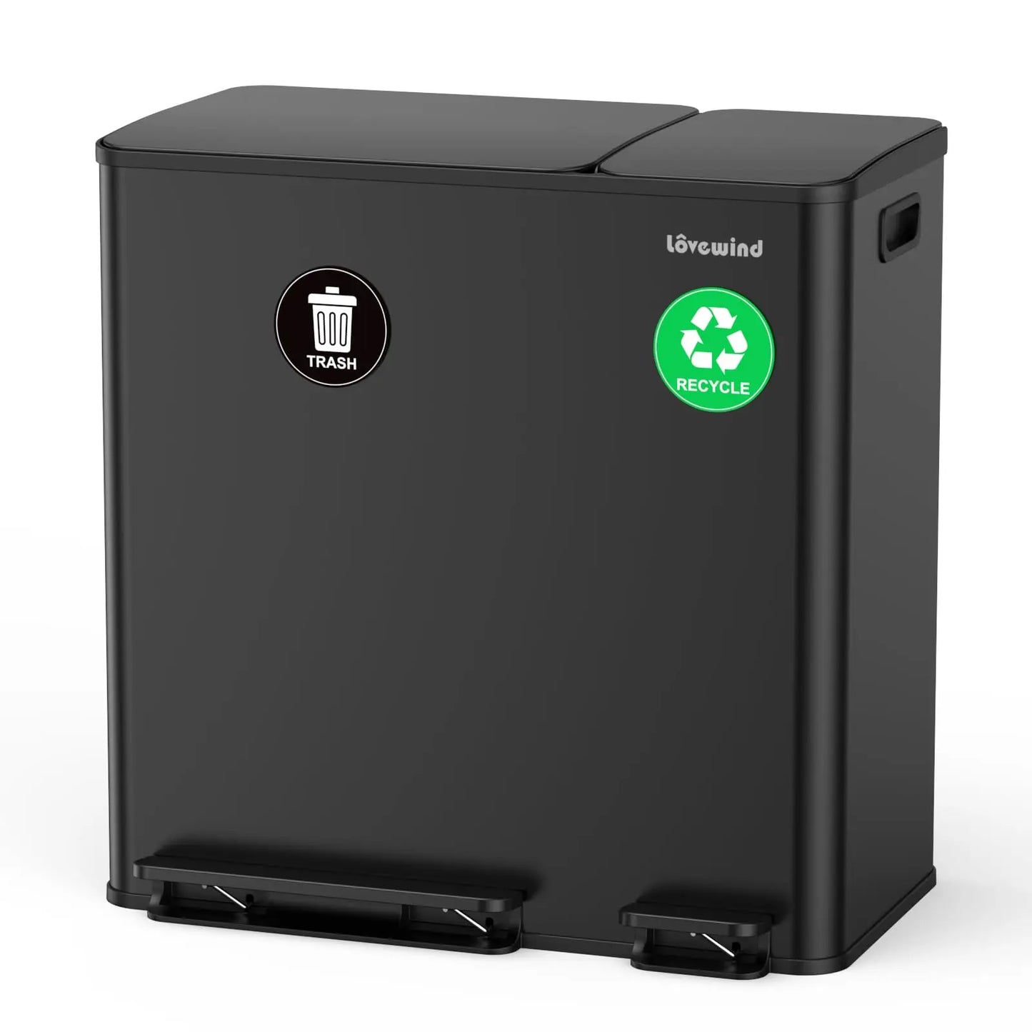 Dual Compartment Trash And Recycling Bin Set Stainless Steel