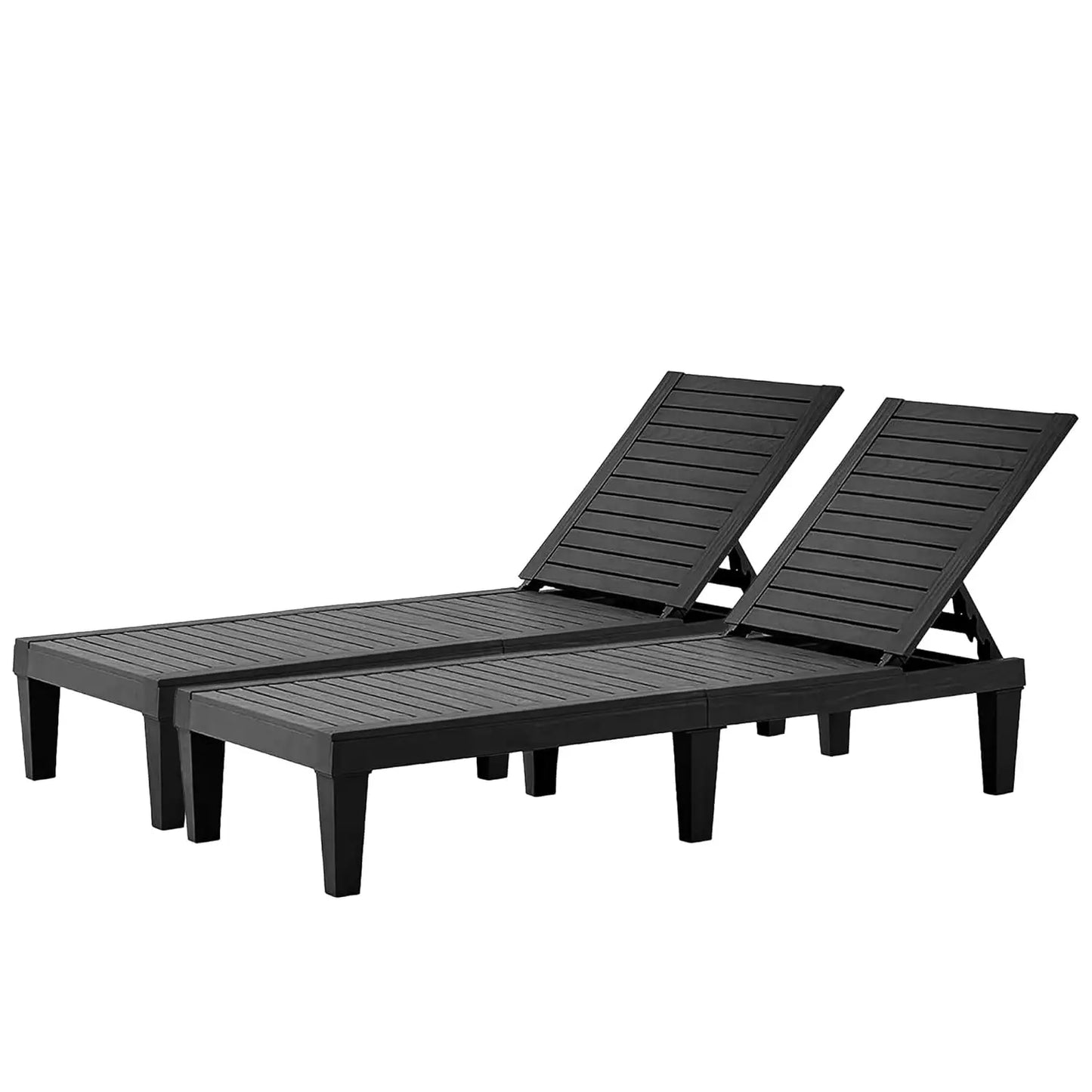 Outdoor Chaise Lounge Set Of 2 Adjustable 5 Position Backrest