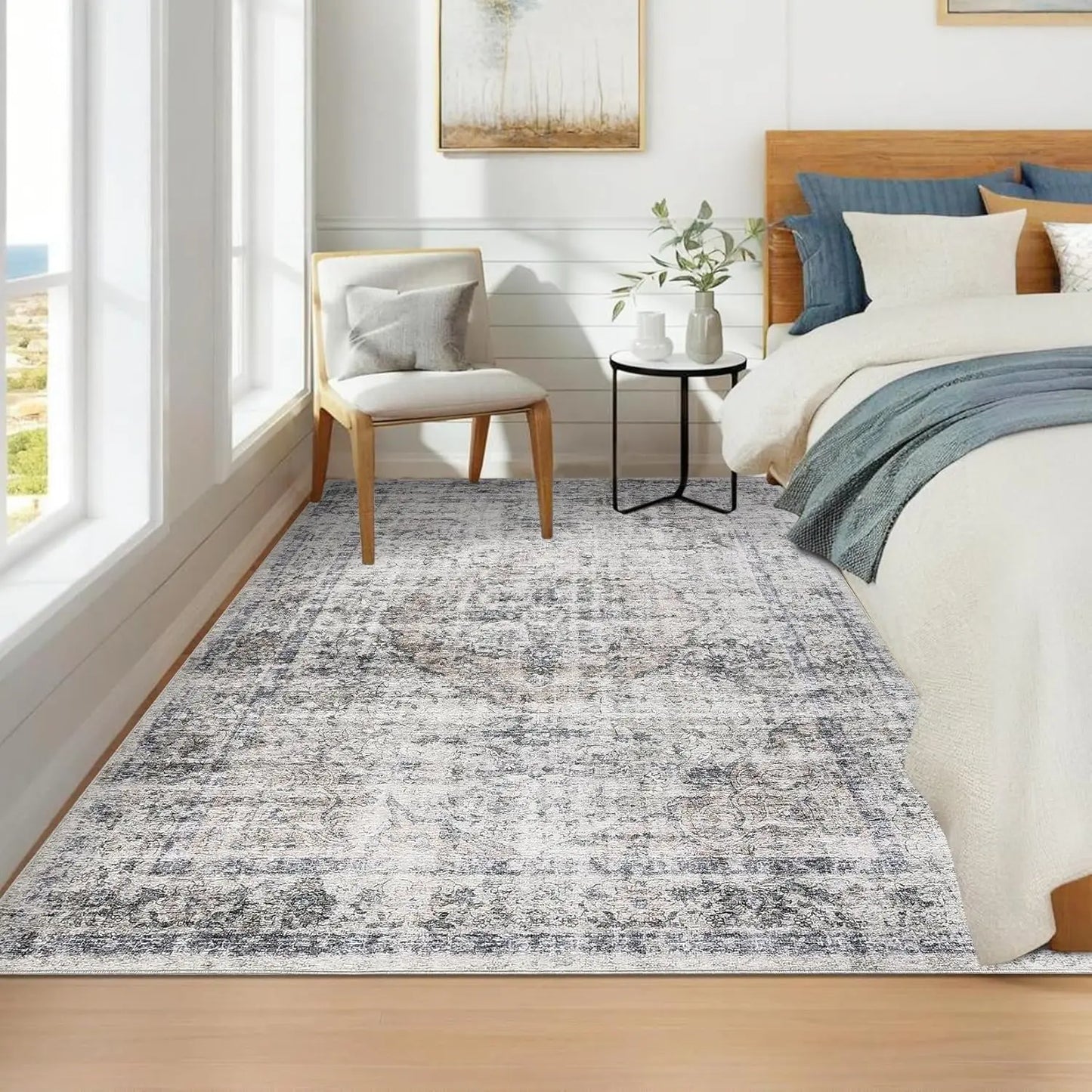 TWISTER.CK Washable Area Rug Stain-Resistant Non Slip Backing